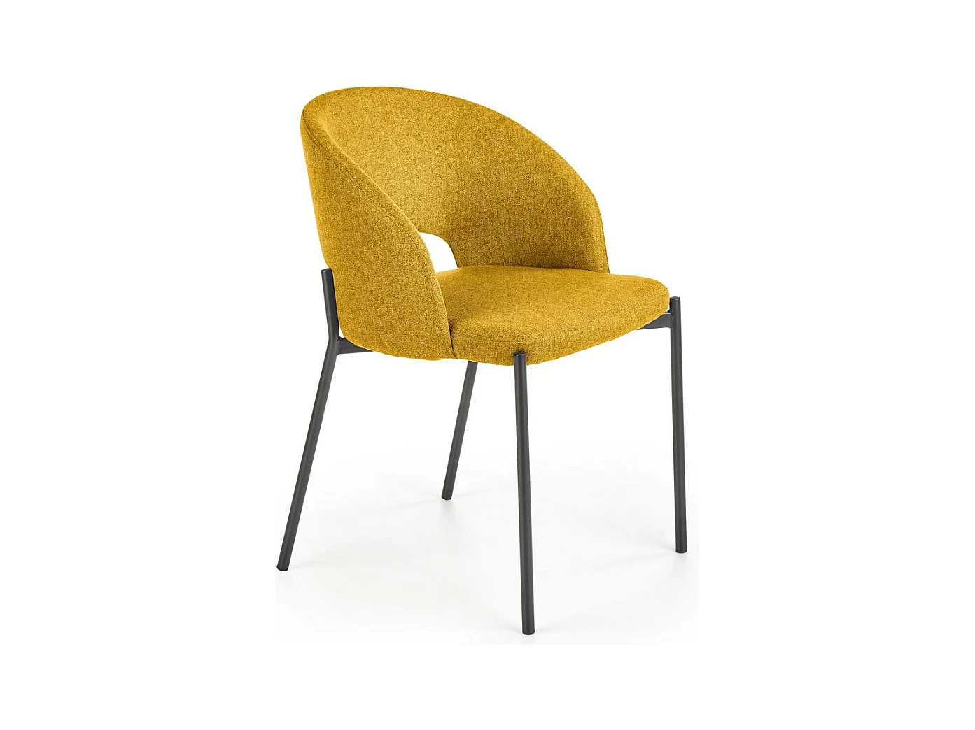 Chaise en tissu jaune moutarde avec pieds en acier noir LAW