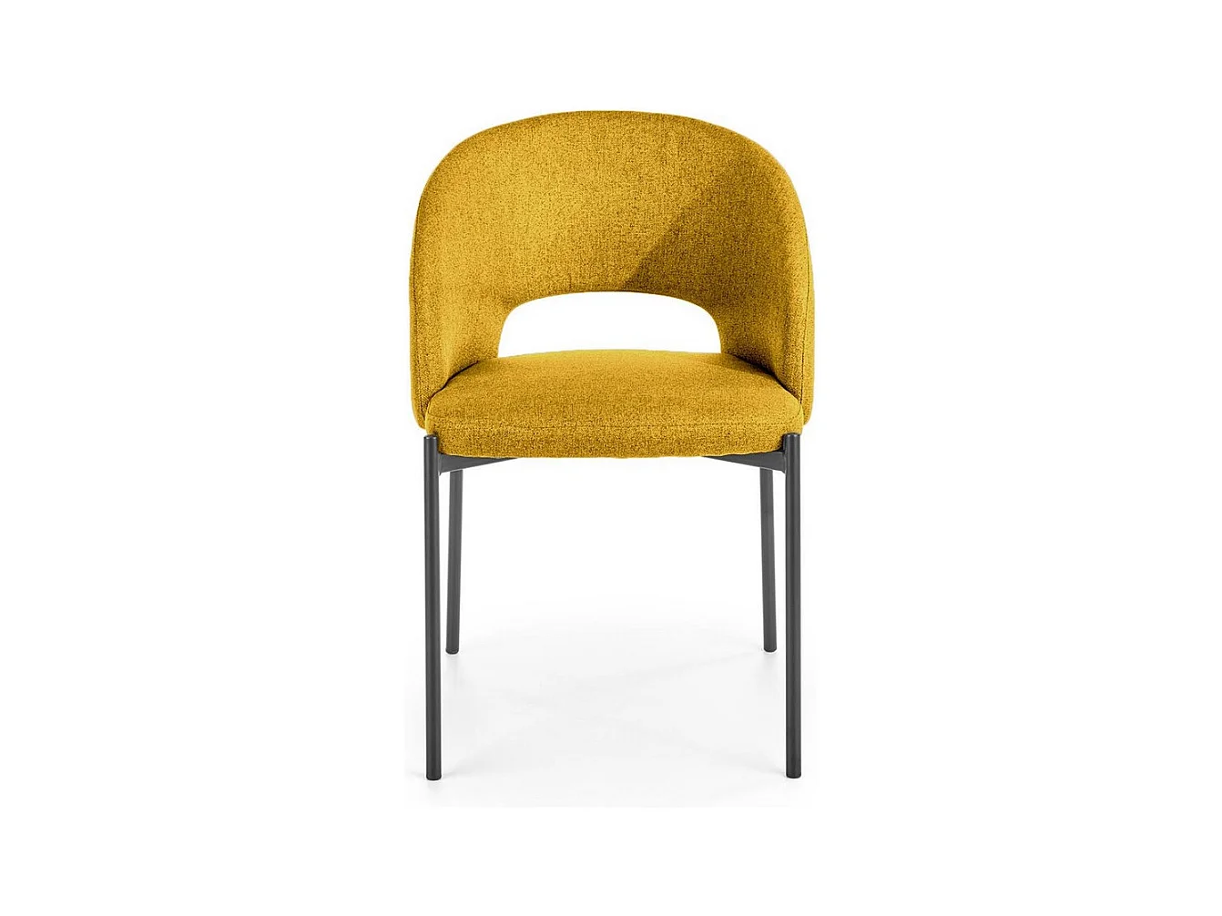 Silla de tela amarillo mostaza con patas de acero negro LAW