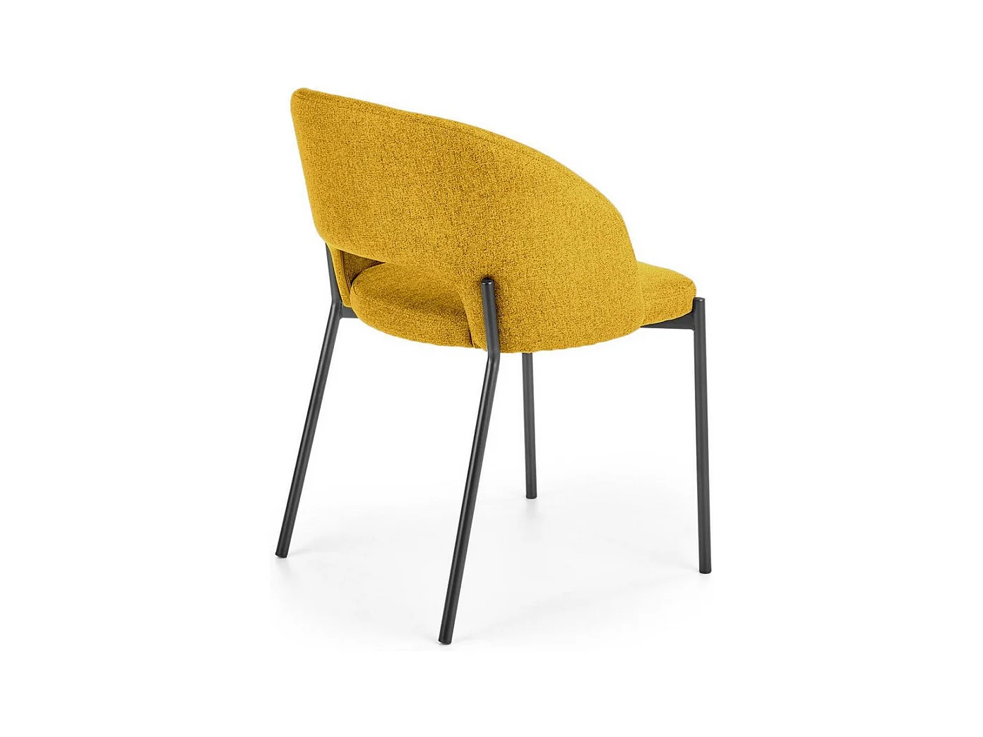 Silla de tela amarillo mostaza con patas de acero negro LAW