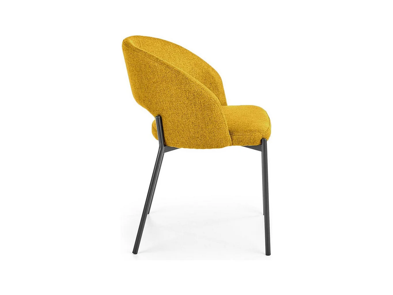 Silla de tela amarillo mostaza con patas de acero negro LAW