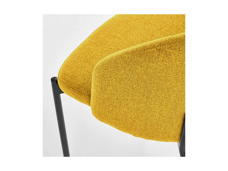 Silla de tela amarillo mostaza con patas de acero negro LAW