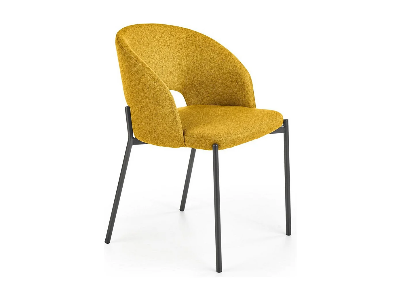 Chaise en tissu jaune moutarde avec pieds en acier noir LAW