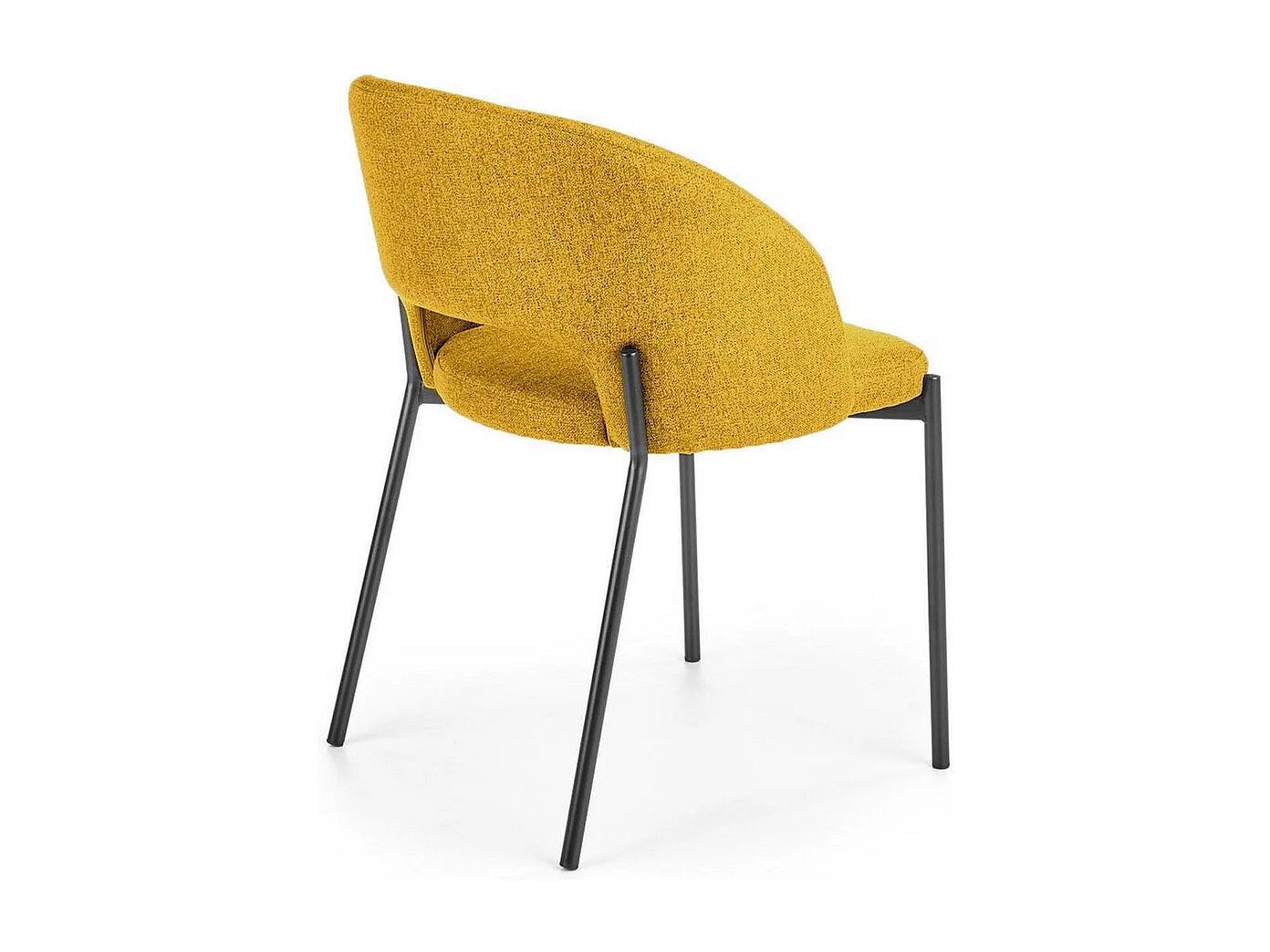 Chaise en tissu jaune moutarde avec pieds en acier noir LAW