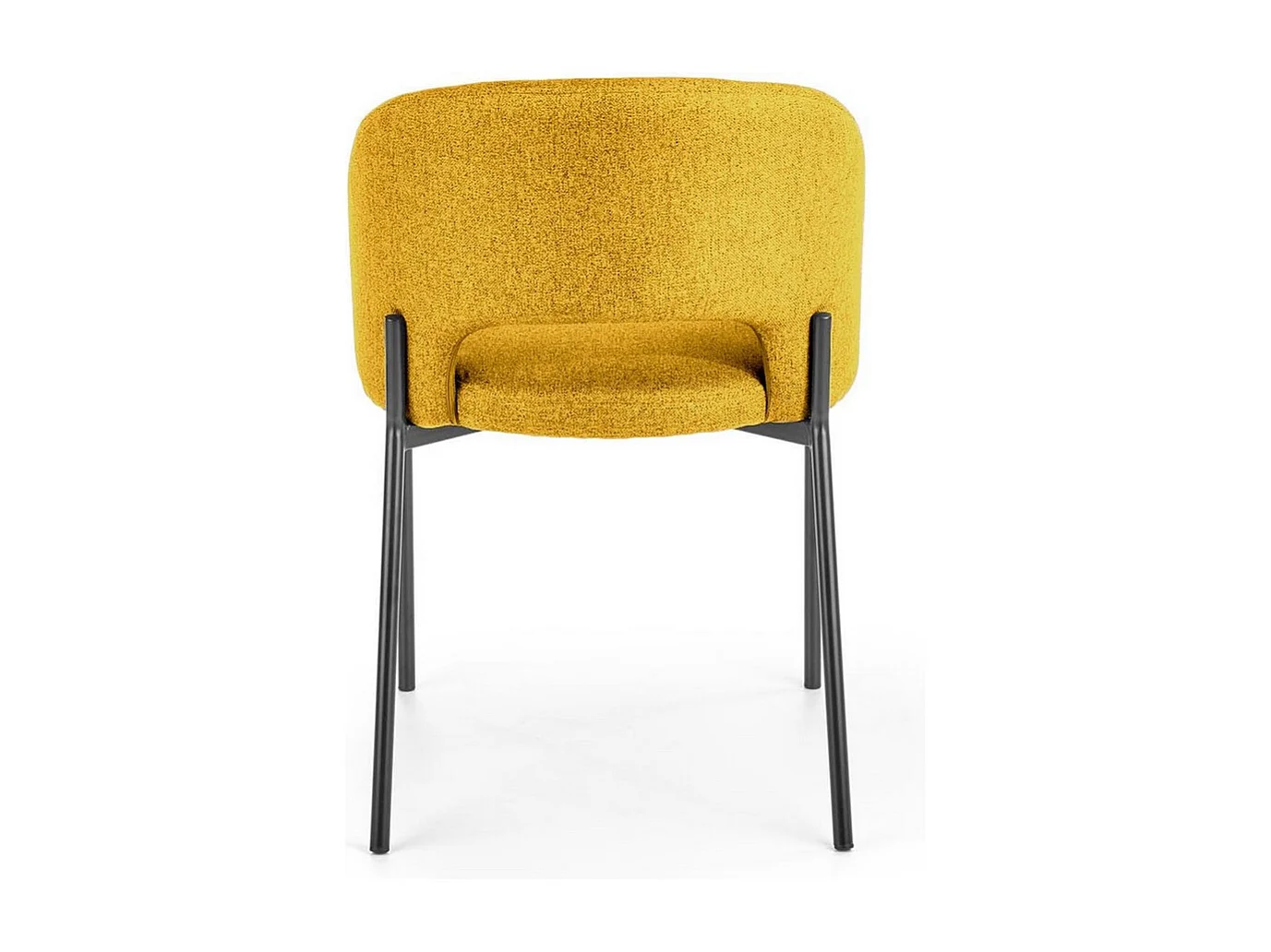 Chaise en tissu jaune moutarde avec pieds en acier noir LAW