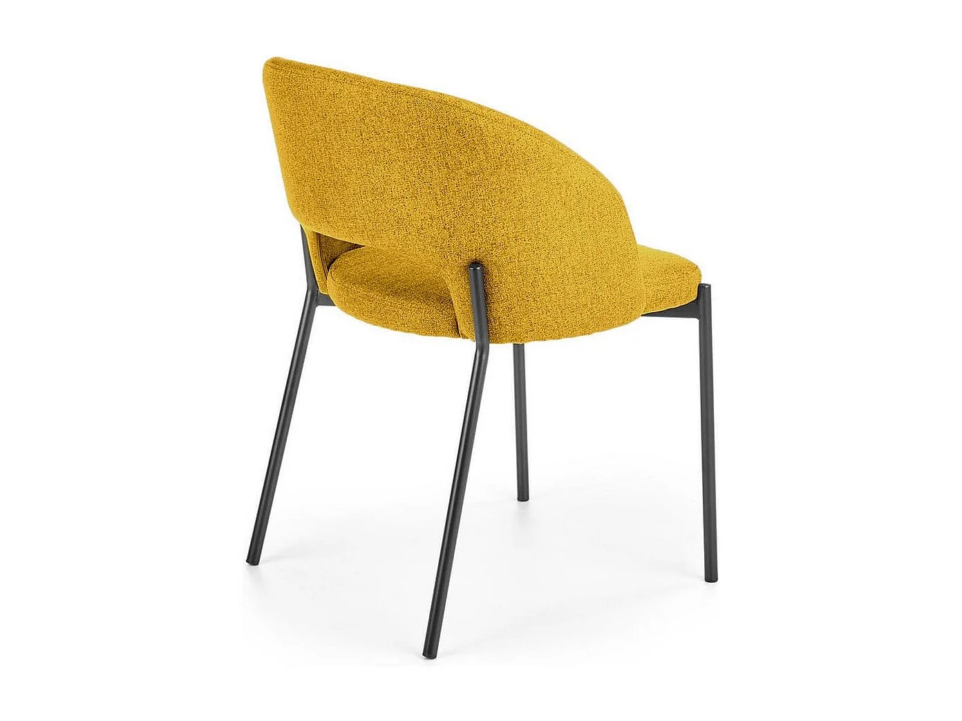 Silla de tela amarillo mostaza con patas de acero negro LAW