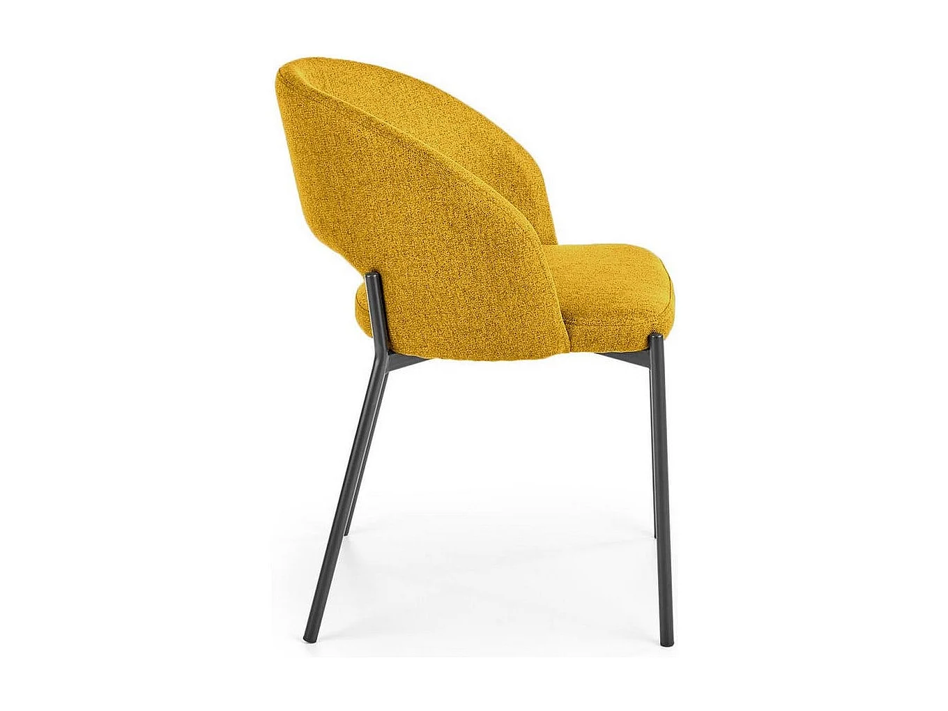 Silla de tela amarillo mostaza con patas de acero negro LAW