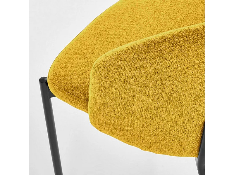 Silla de tela amarillo mostaza con patas de acero negro LAW