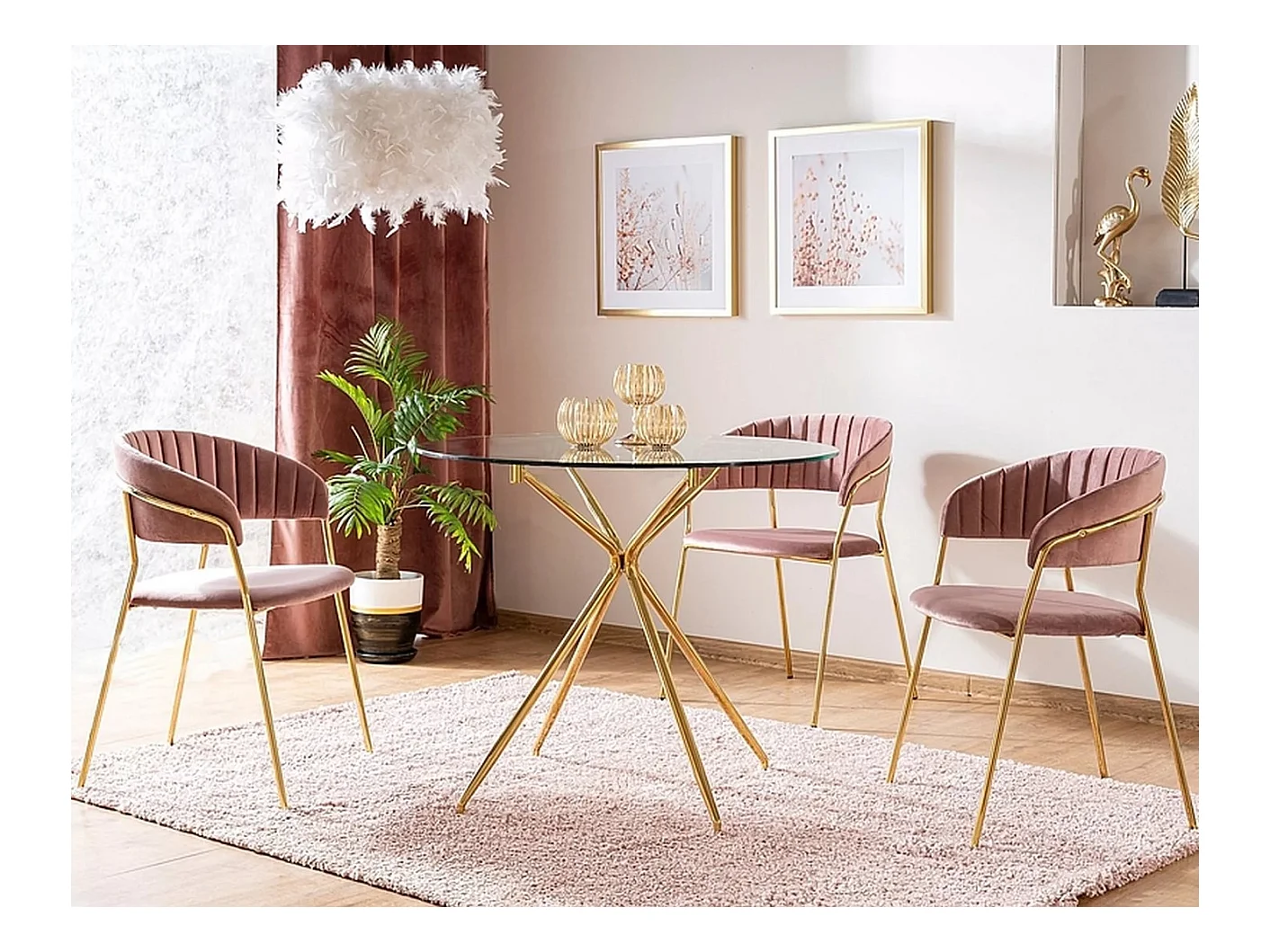 Table à manger design ronde 80 cm avec plateau en verre Puppis