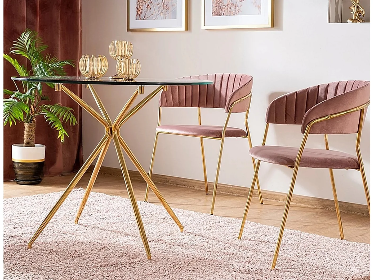 Table à manger design ronde 80 cm avec plateau en verre Puppis