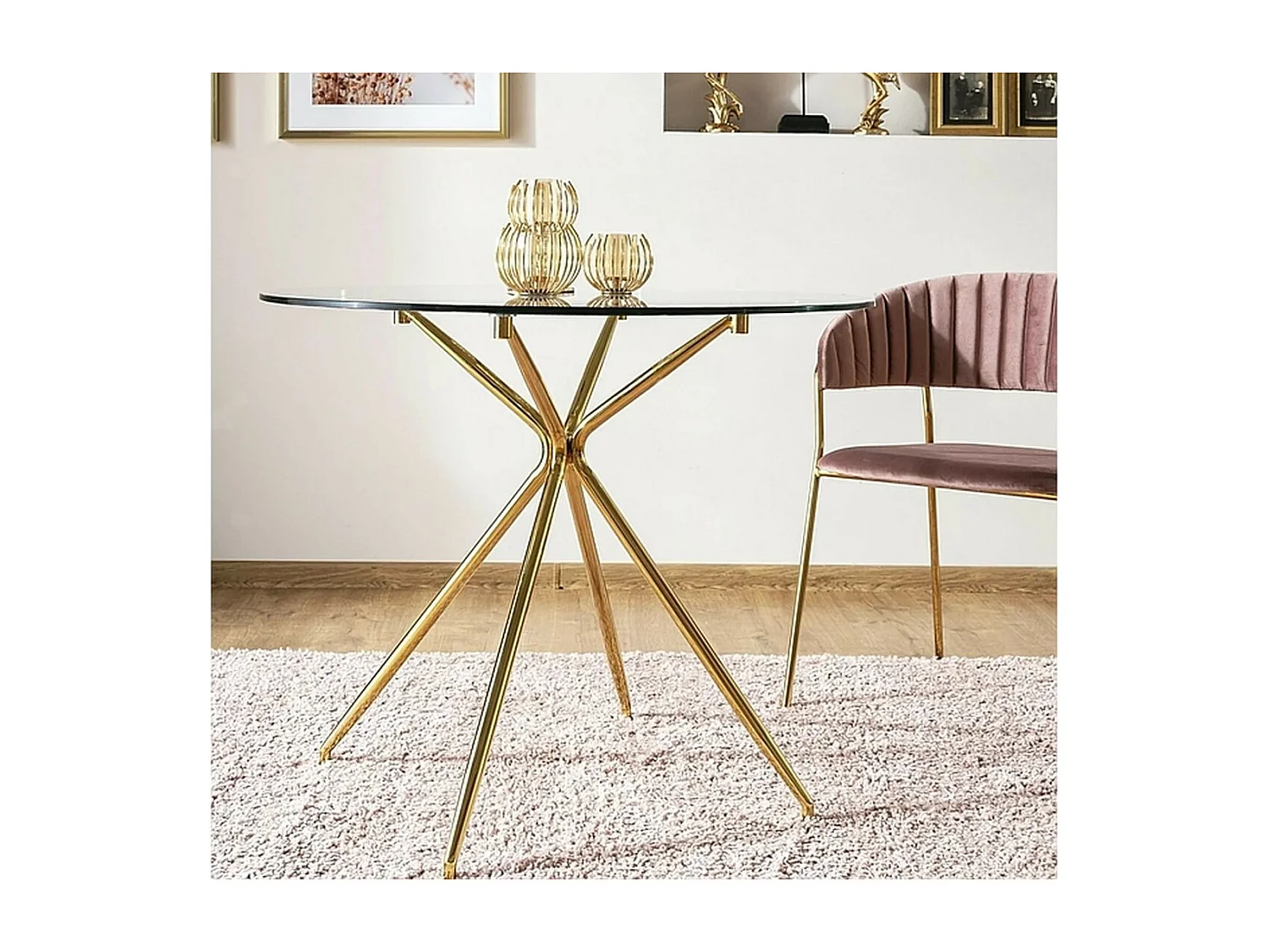 Table à manger design ronde 80 cm avec plateau en verre Puppis