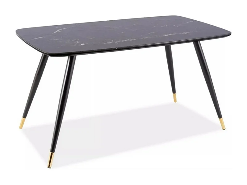 Mesa de comedor de diseño con aspecto de mármol negro y patas de metal Control