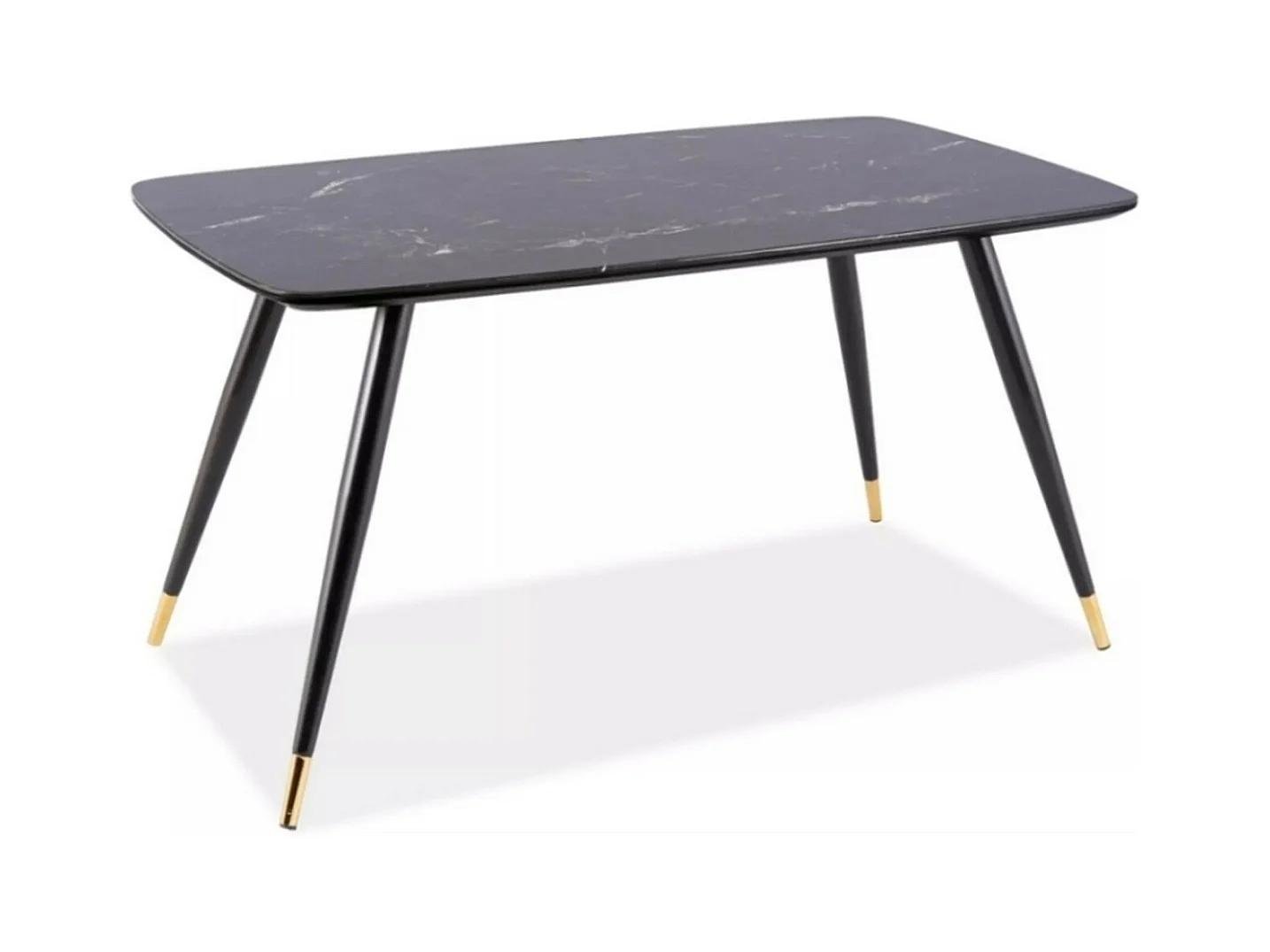Table de salle à manger design aspect marbre noir avec pieds en métal Control
