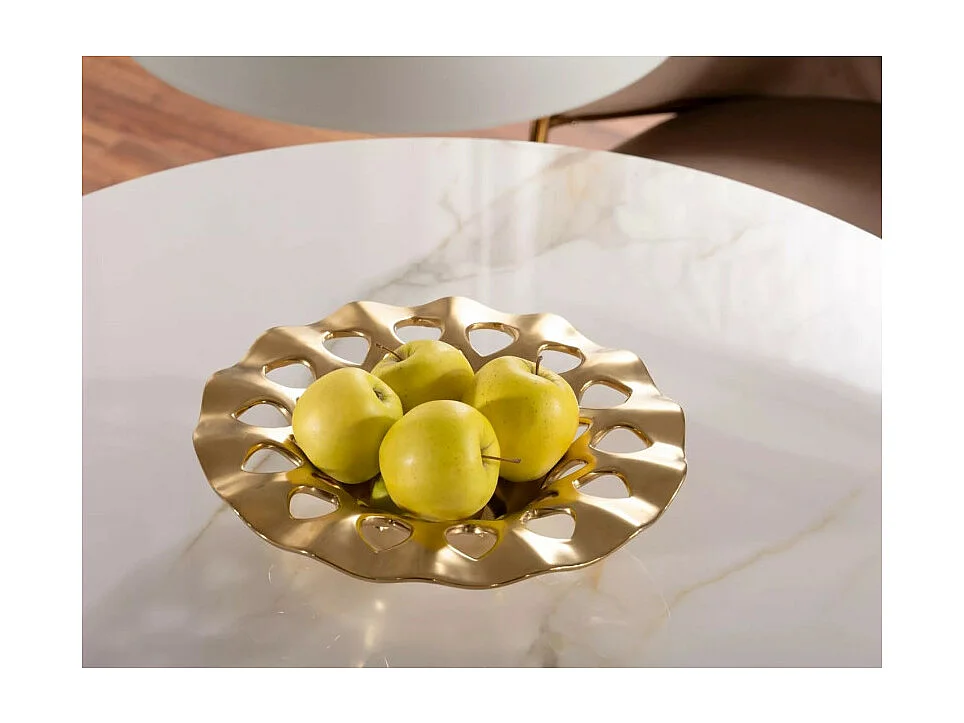 Tavolo da pranzo rotondo di design Ursae 90 cm con piano in marmo bianco