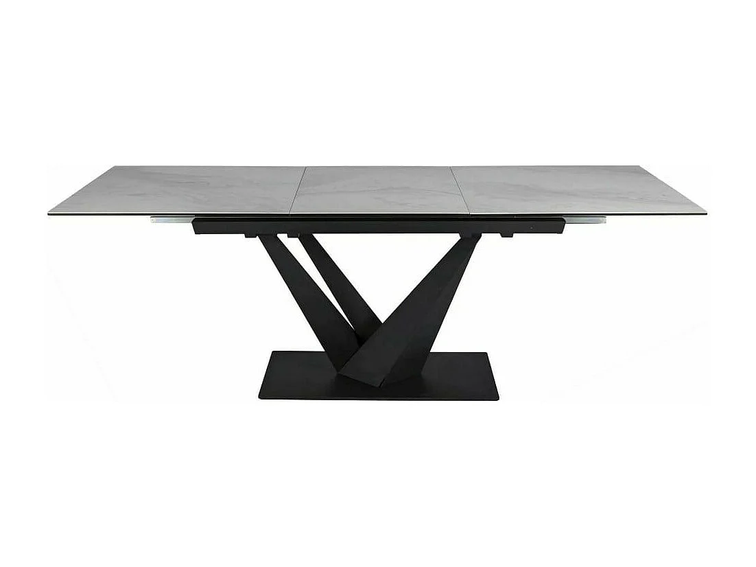 Tavolo da pranzo di design Esteban con piano in ceramica stile marmo bianco