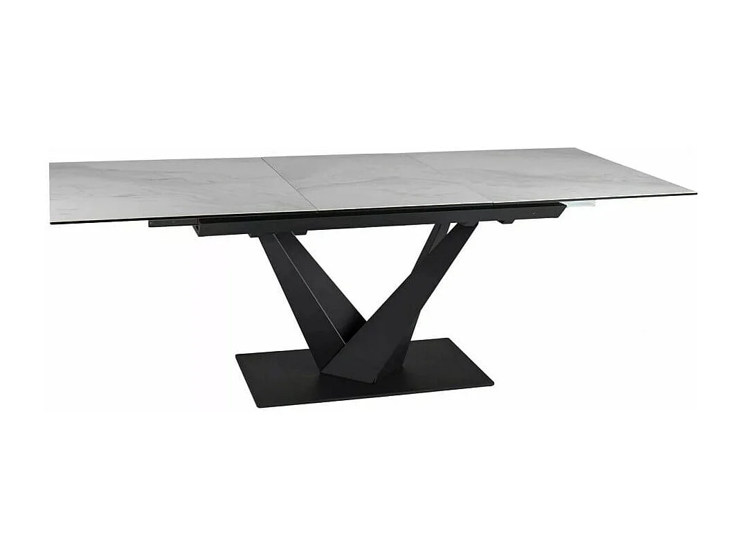 Tavolo da pranzo di design Esteban con piano in ceramica stile marmo bianco