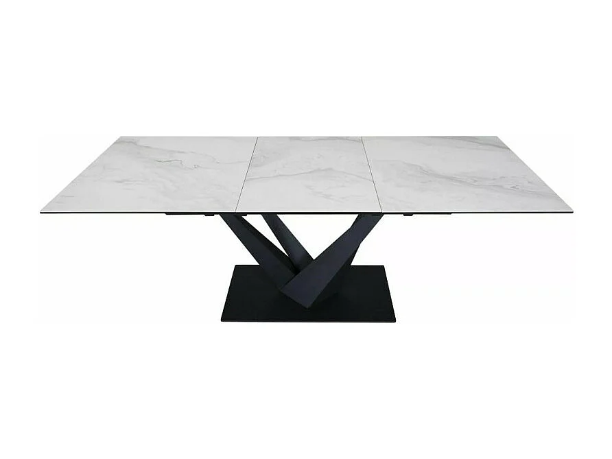 Tavolo da pranzo di design Esteban con piano in ceramica stile marmo bianco