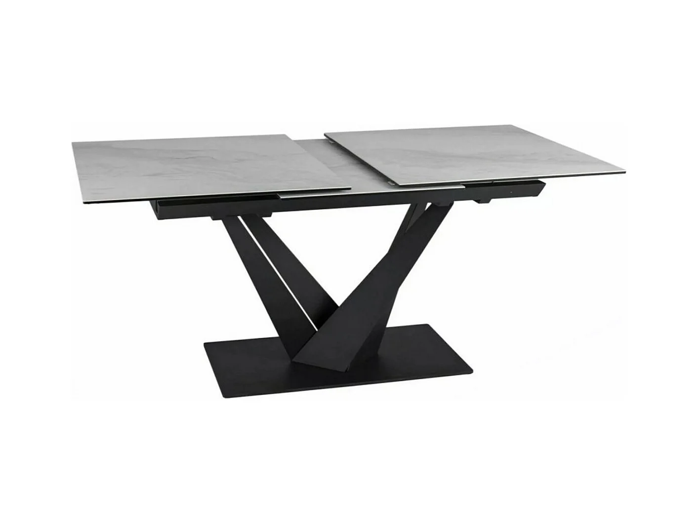 Table de salle à manger design avec plateau céramique style marbre blanc Esteban