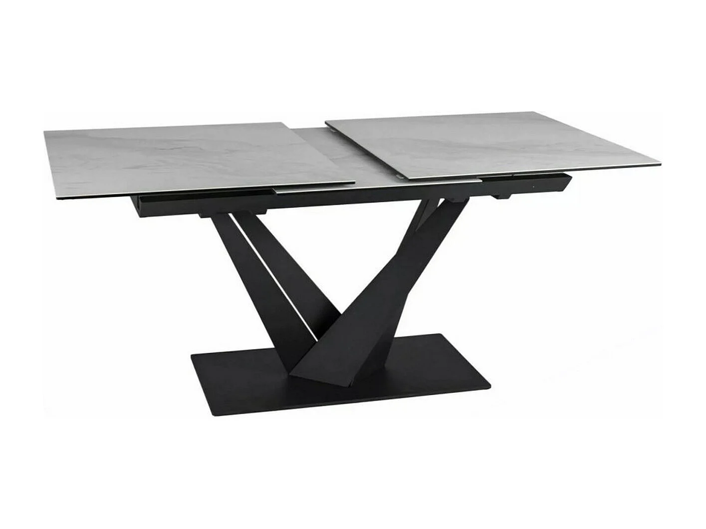 Table de salle à manger design avec plateau céramique style marbre blanc Esteban