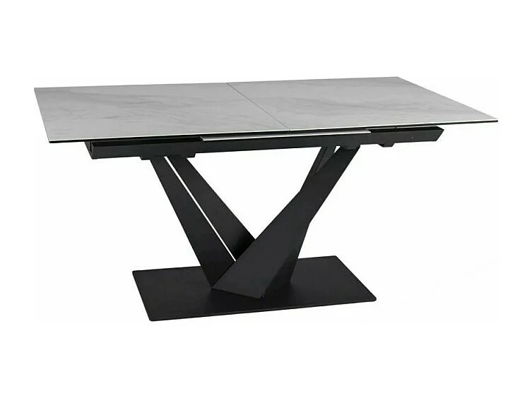 Table de salle à manger design avec plateau céramique style marbre blanc Esteban