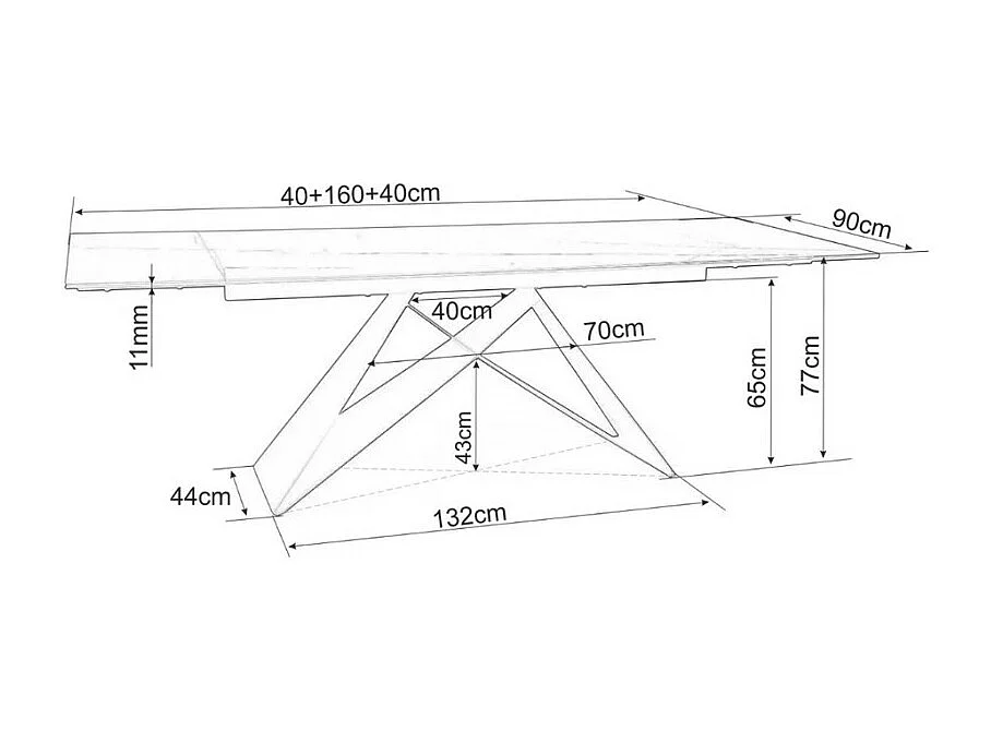 Table à manger design avec plateau en céramique Sabbia 160/240cm Holly