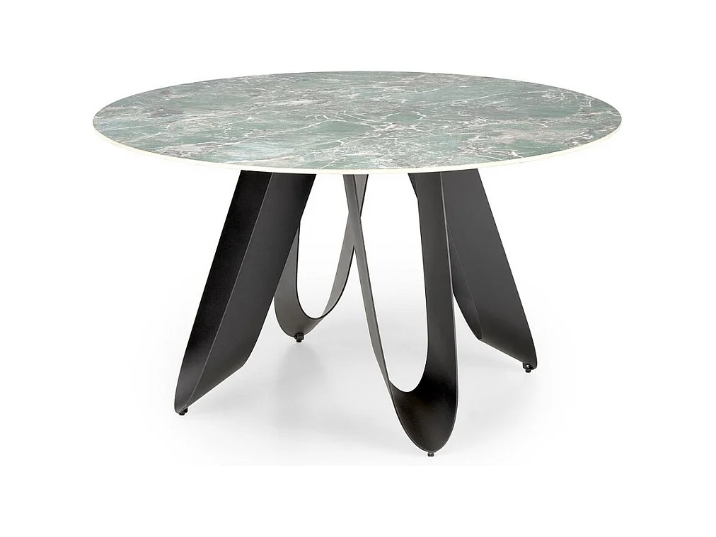 Table de salle à manger ronde design style marbre vert 135cm Bobby