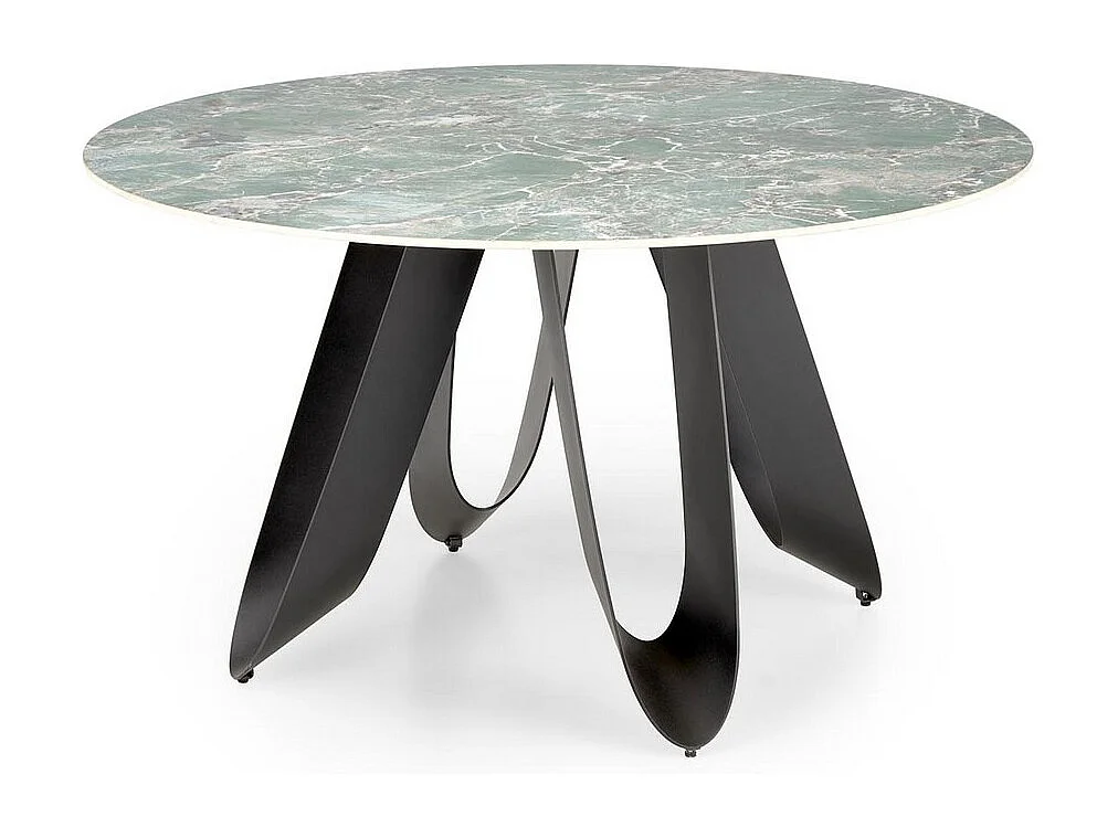 Table de salle à manger ronde design style marbre vert 135cm Bobby