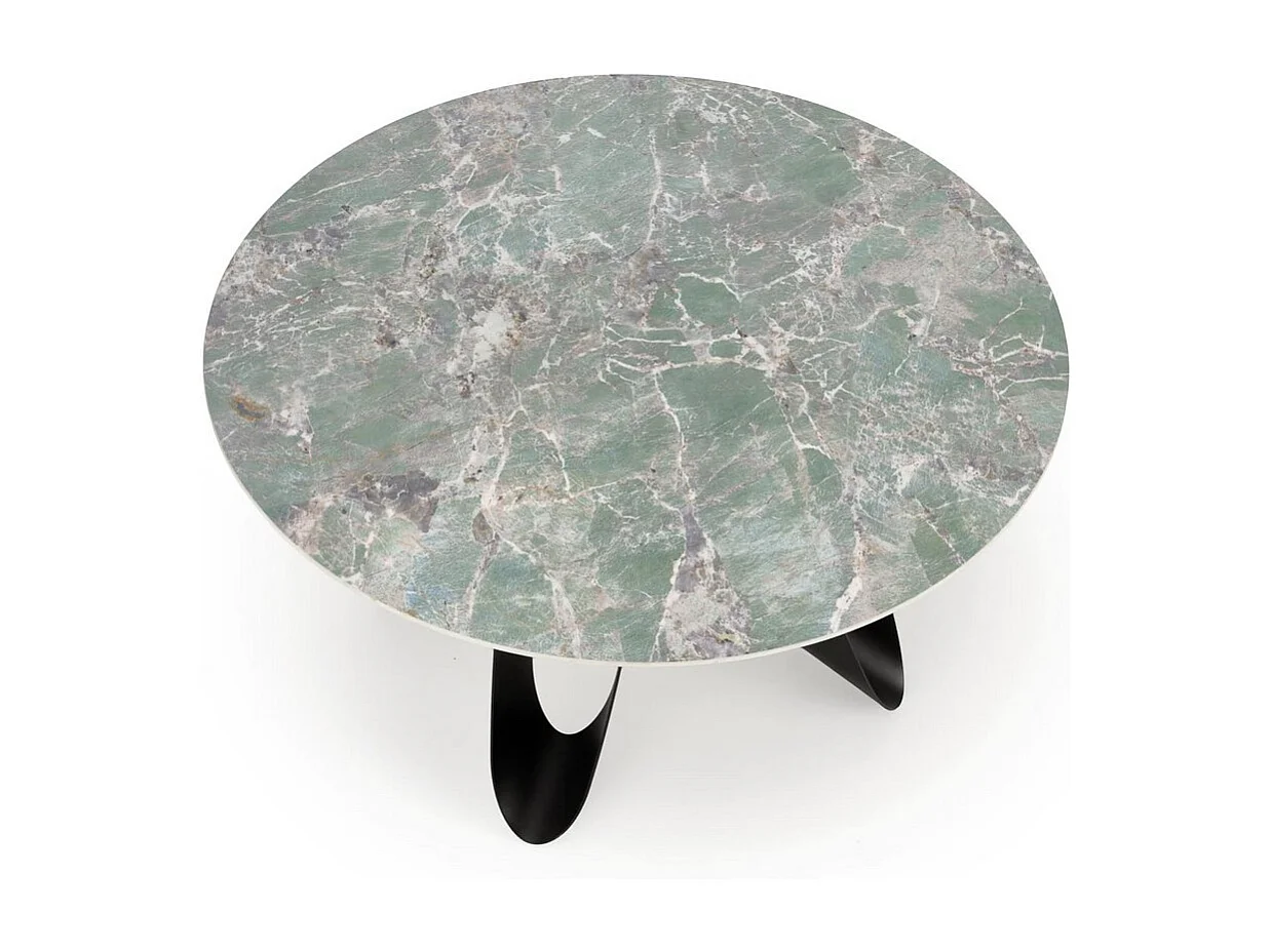 Table de salle à manger ronde design style marbre vert 135cm Bobby