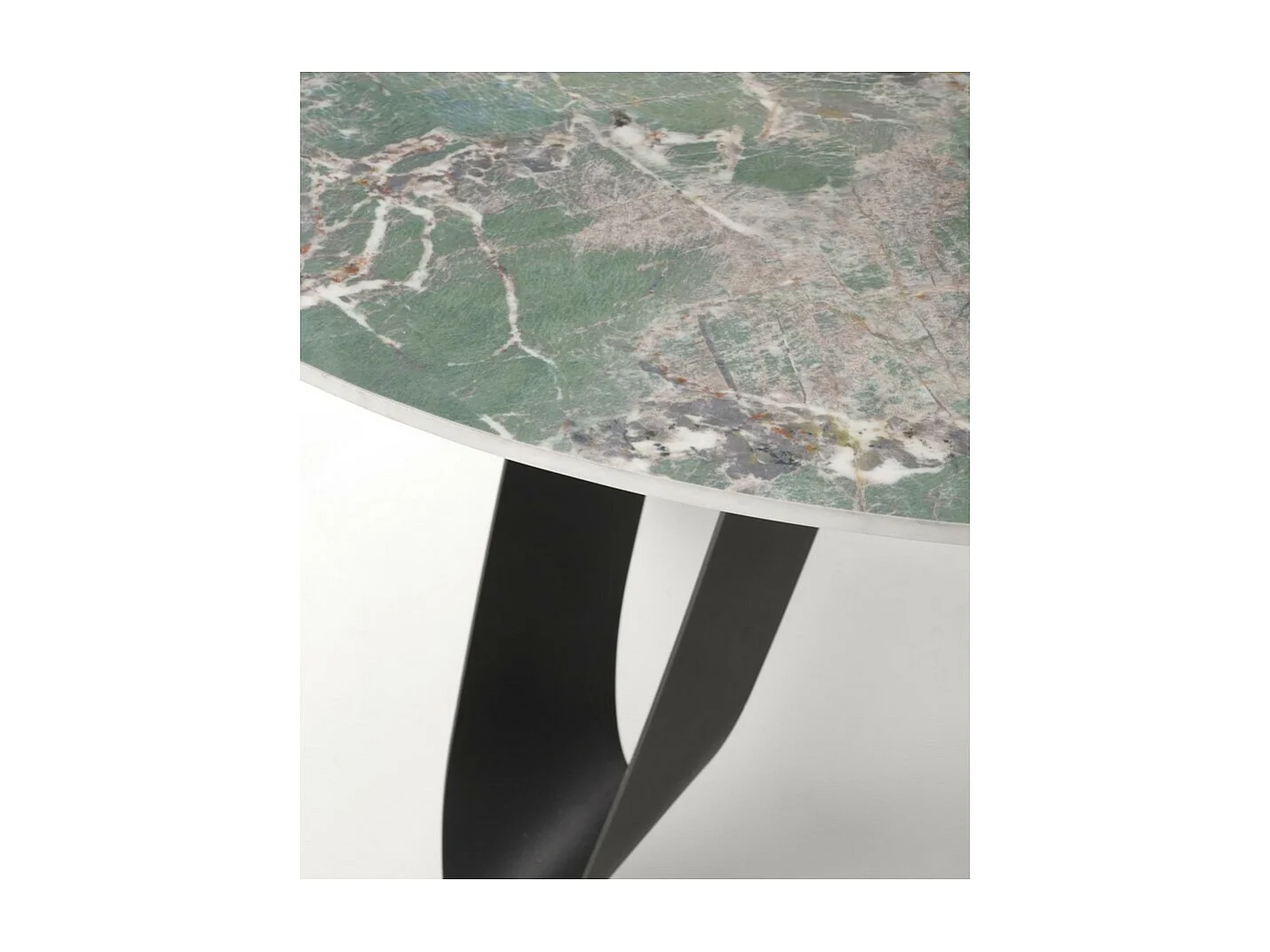 Table de salle à manger ronde design style marbre vert 135cm Bobby