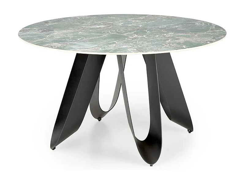 Table de salle à manger ronde design style marbre vert 135cm Bobby
