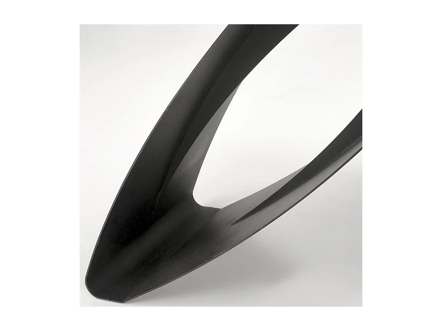 Mesa de comedor extensible Lizzy con tablero de mármol negro y pata central