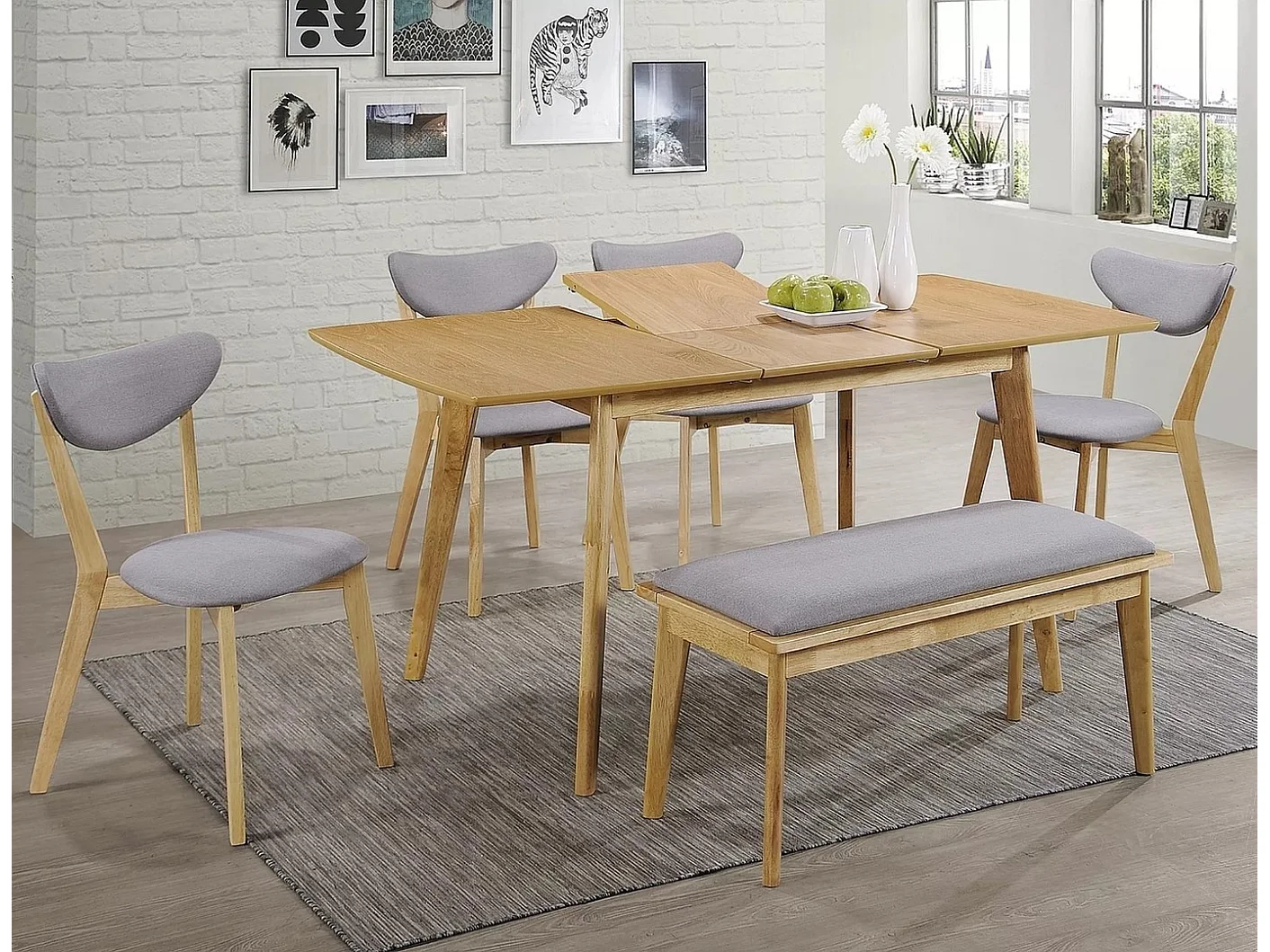 Mesa de comedor extensible Daylight 120-160 cm aspecto roble