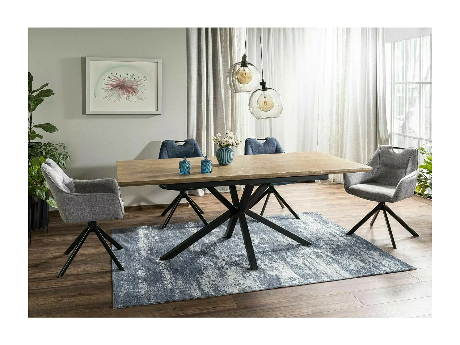 Tavolo da pranzo allungabile 160-200 cm look rovere Tommy