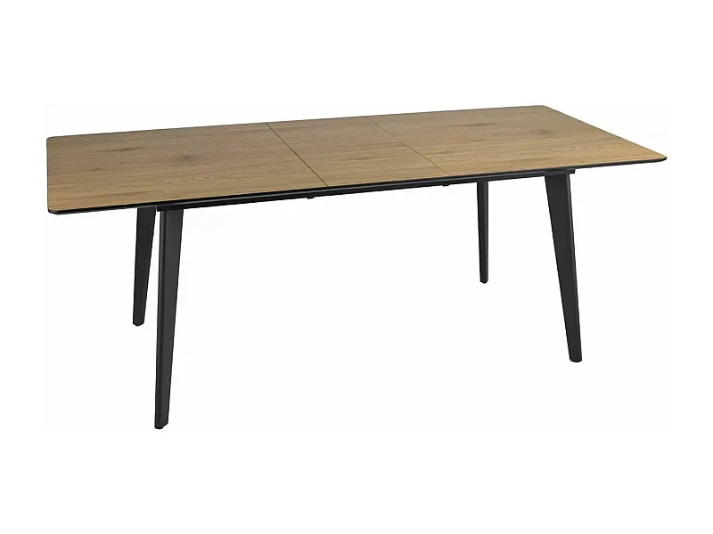 Table à manger extensible 160-200 cm aspect chêne avec pieds en métal noir Styx