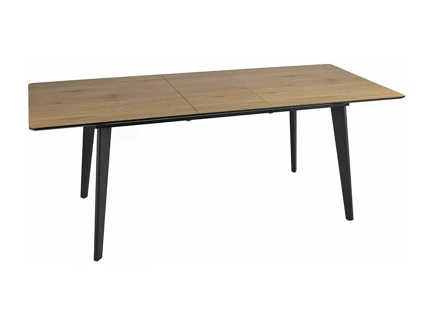 Table à manger extensible 160-200 cm aspect chêne avec pieds en métal noir Styx