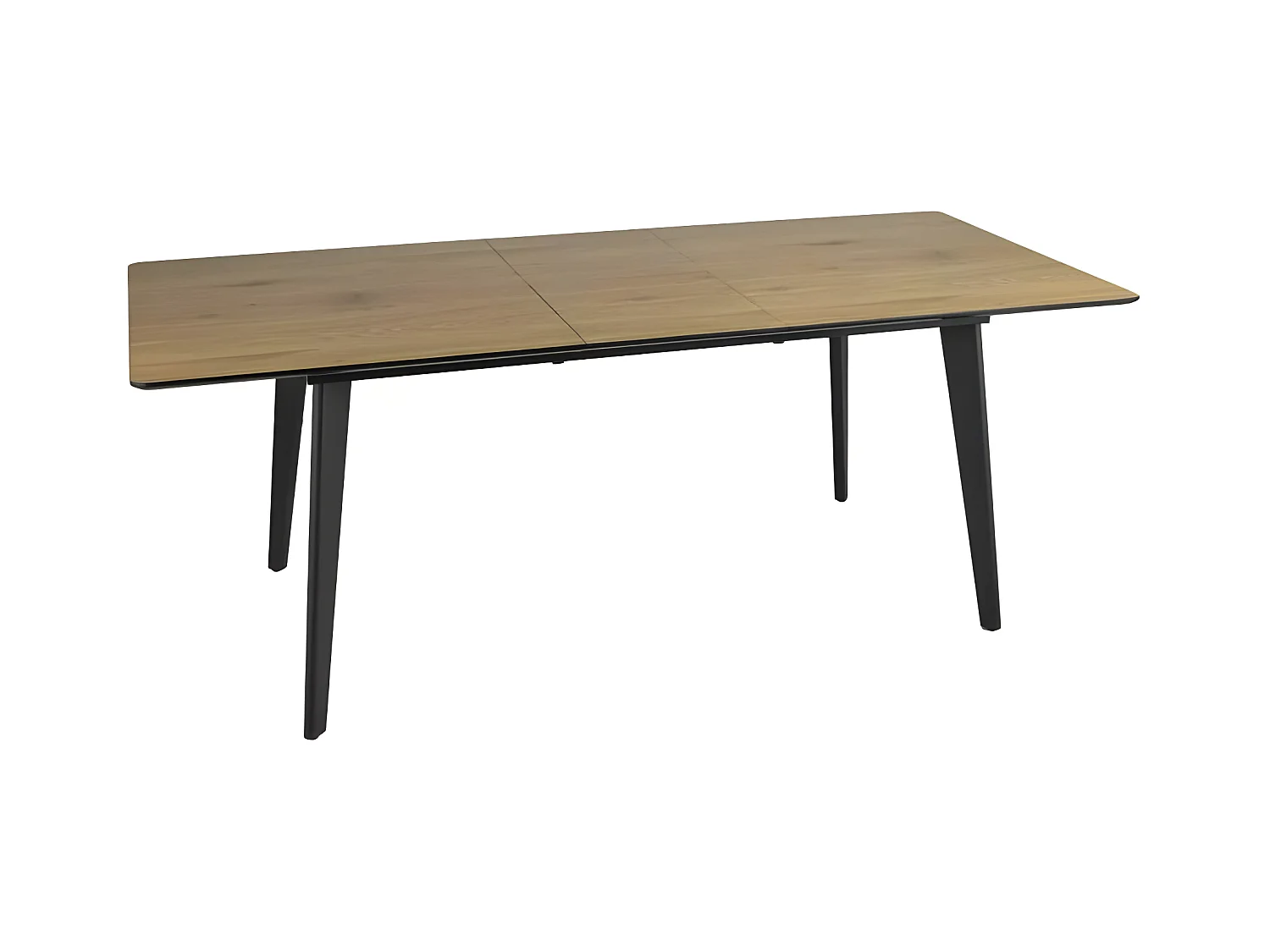 Table à manger extensible 160-200 cm aspect chêne avec pieds en métal noir Styx