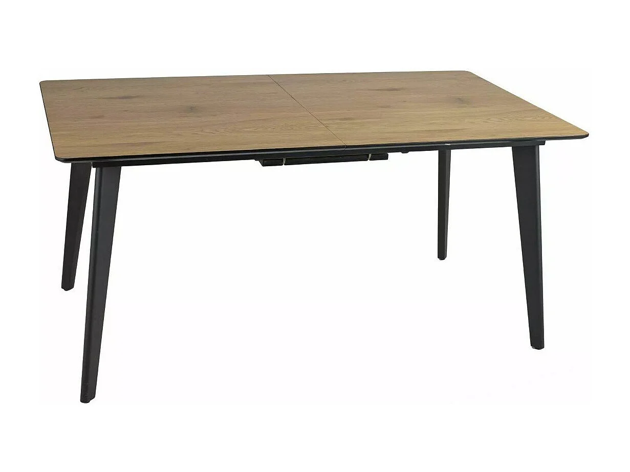 Table à manger extensible 160-200 cm aspect chêne avec pieds en métal noir Styx