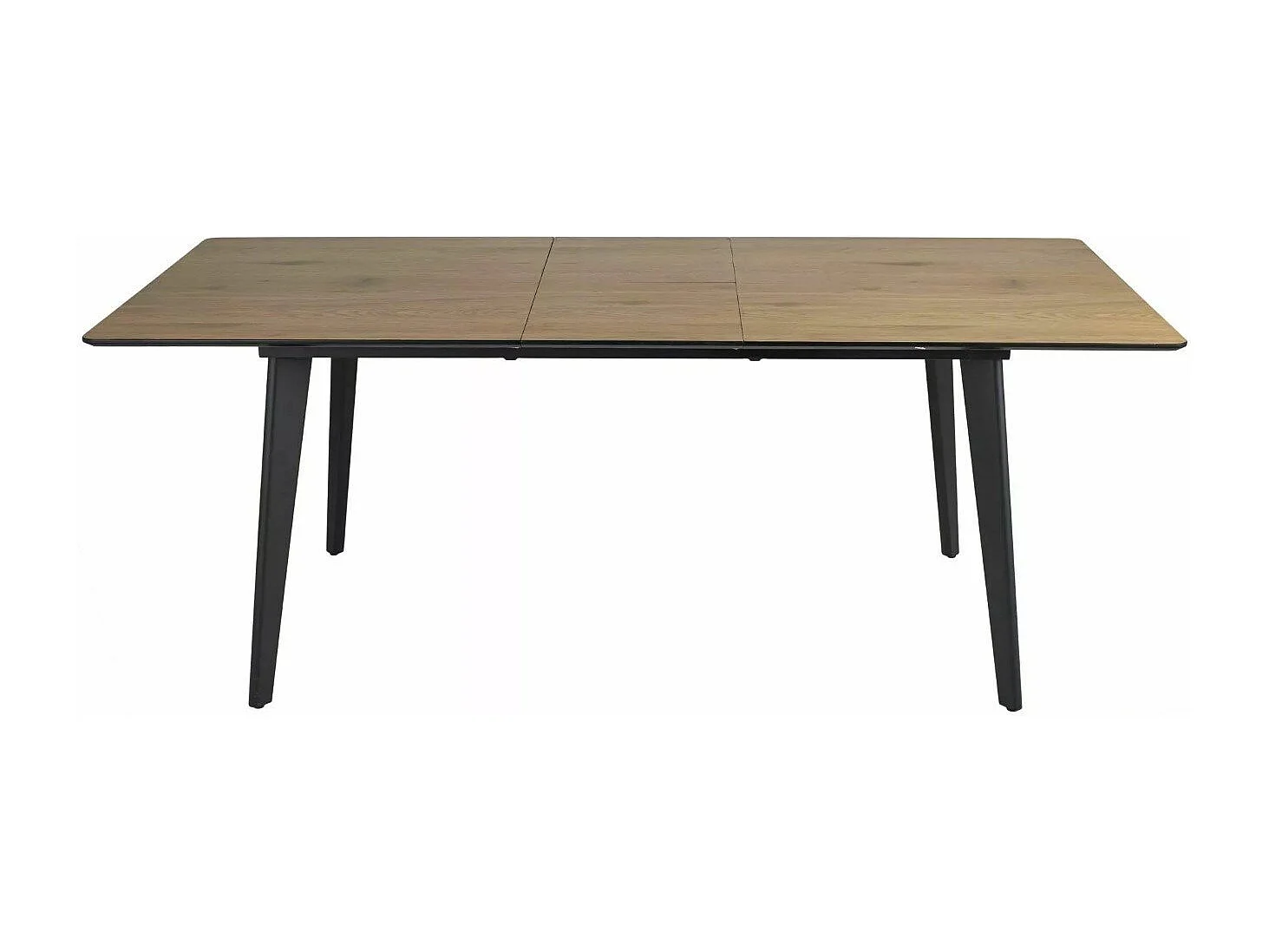 Table à manger extensible 160-200 cm aspect chêne avec pieds en métal noir Styx