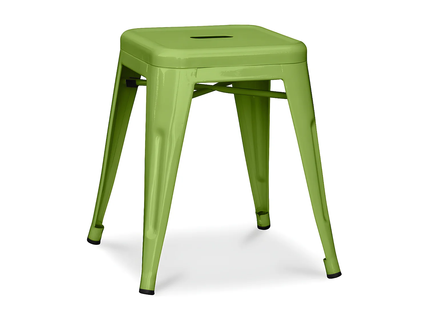 Petit tabouret industriel acier brillant renforcé Kalax 45cm --Couleur Vert kaki
