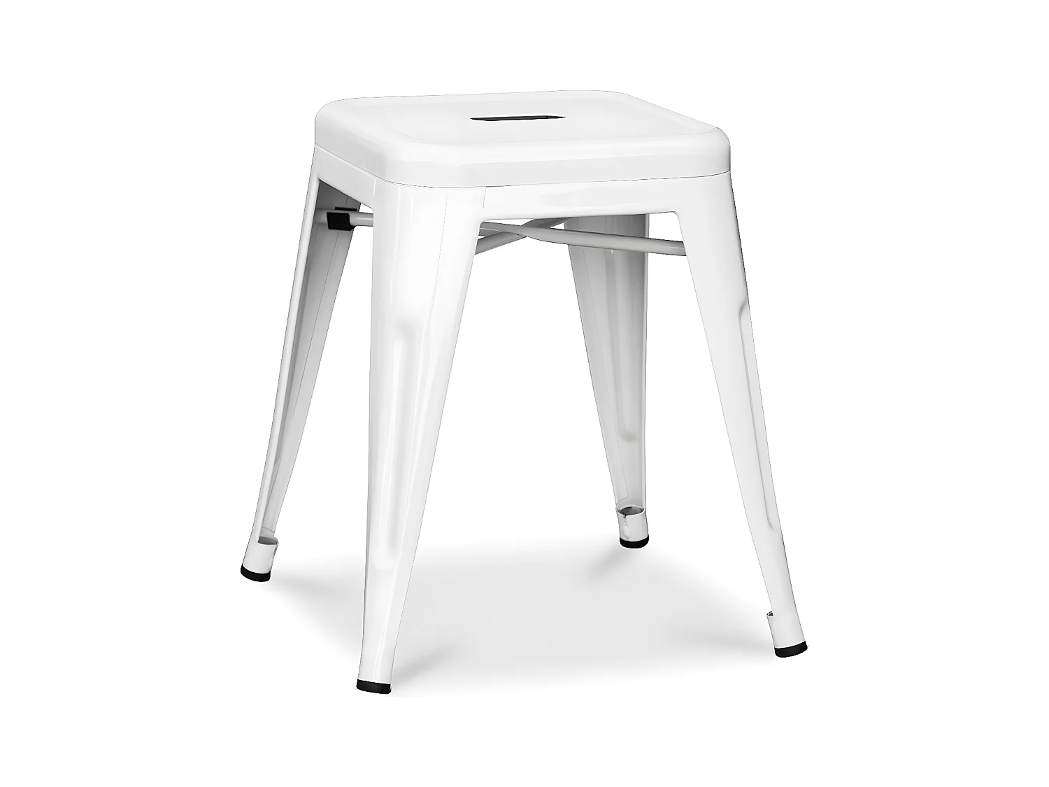 Petit tabouret industriel acier brillant renforcé Kalax 45cm --Couleur Blanc