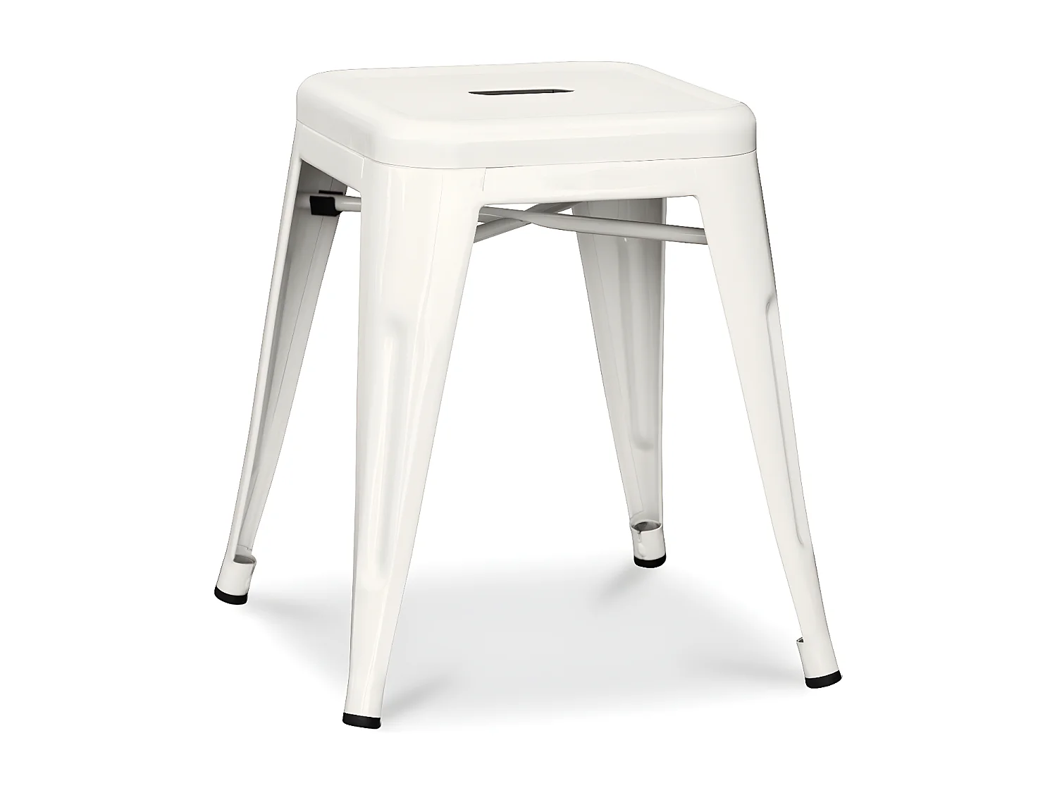 Petit tabouret industriel acier brillant renforcé Kalax 45cm --Couleur Crème