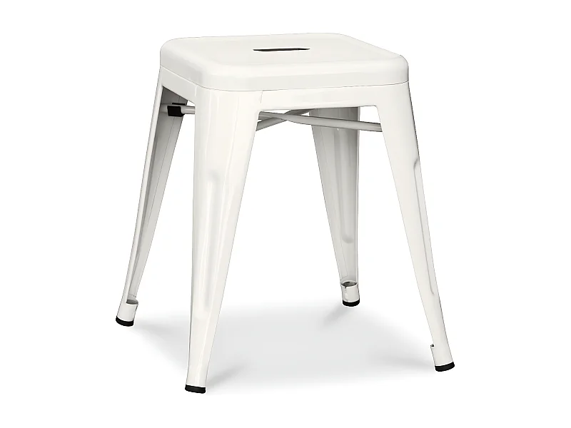 Petit tabouret industriel acier brillant renforcé Kalax 45cm --Couleur Crème