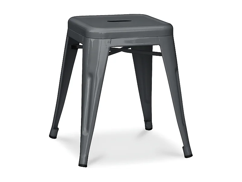 Petit tabouret industriel acier brillant renforcé Kalax 45cm --Couleur Gris foncé