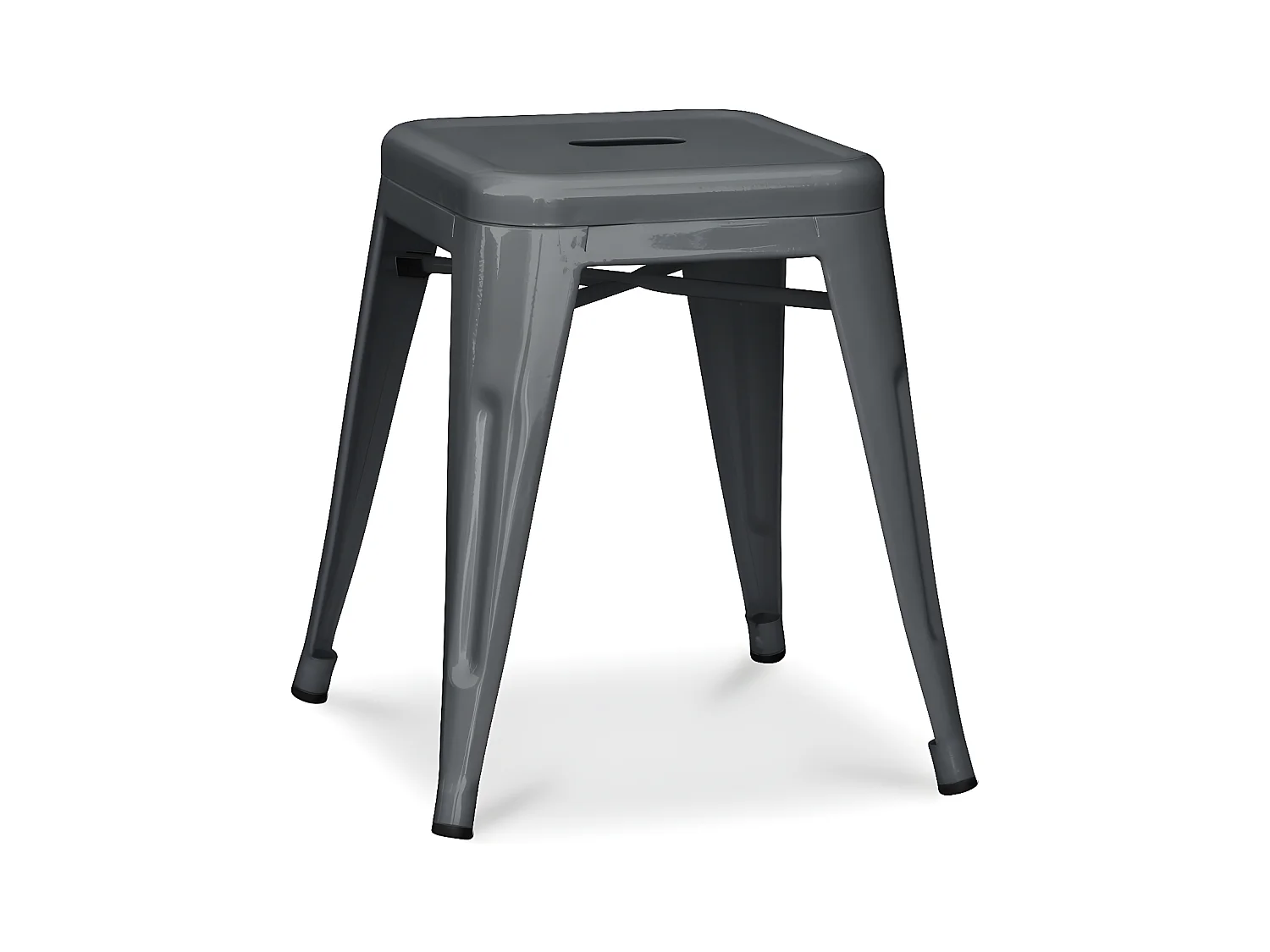 Petit tabouret industriel acier brillant renforcé Kalax 45cm --Couleur Gris foncé