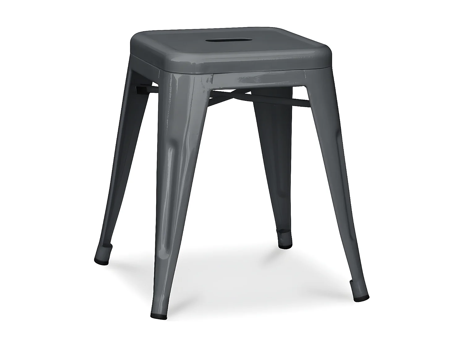 Petit tabouret industriel acier brillant renforcé Kalax 45cm --Couleur Gris foncé