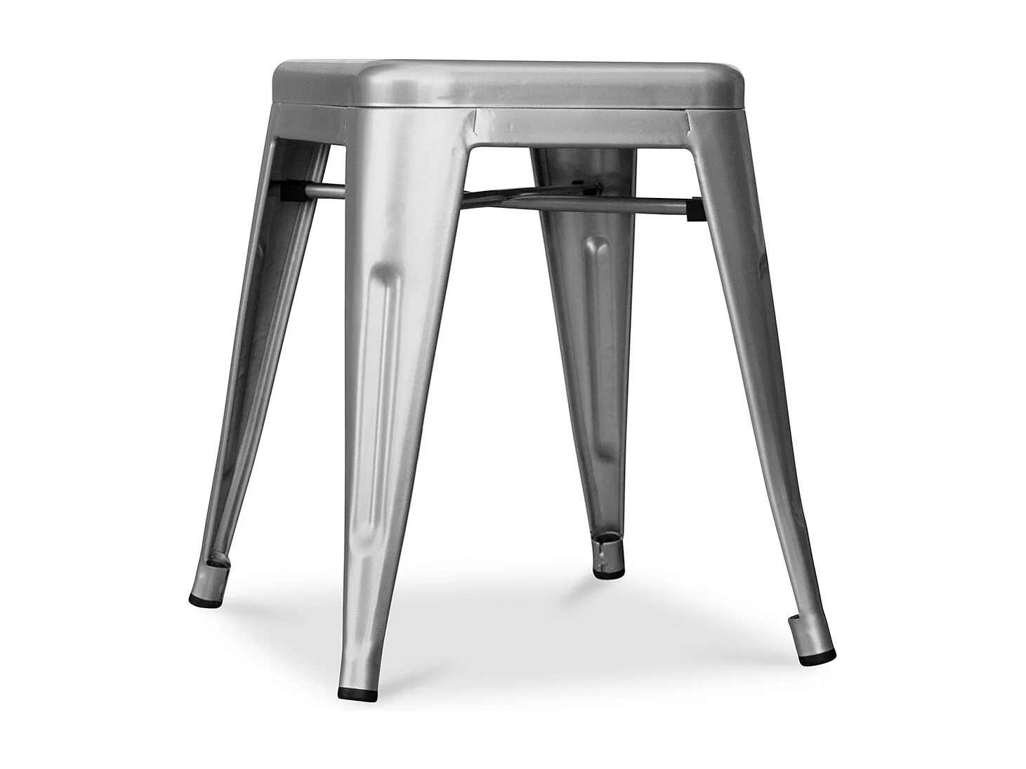 Petit tabouret industriel acier brillant renforcé Kalax 45cm --Couleur Gris foncé