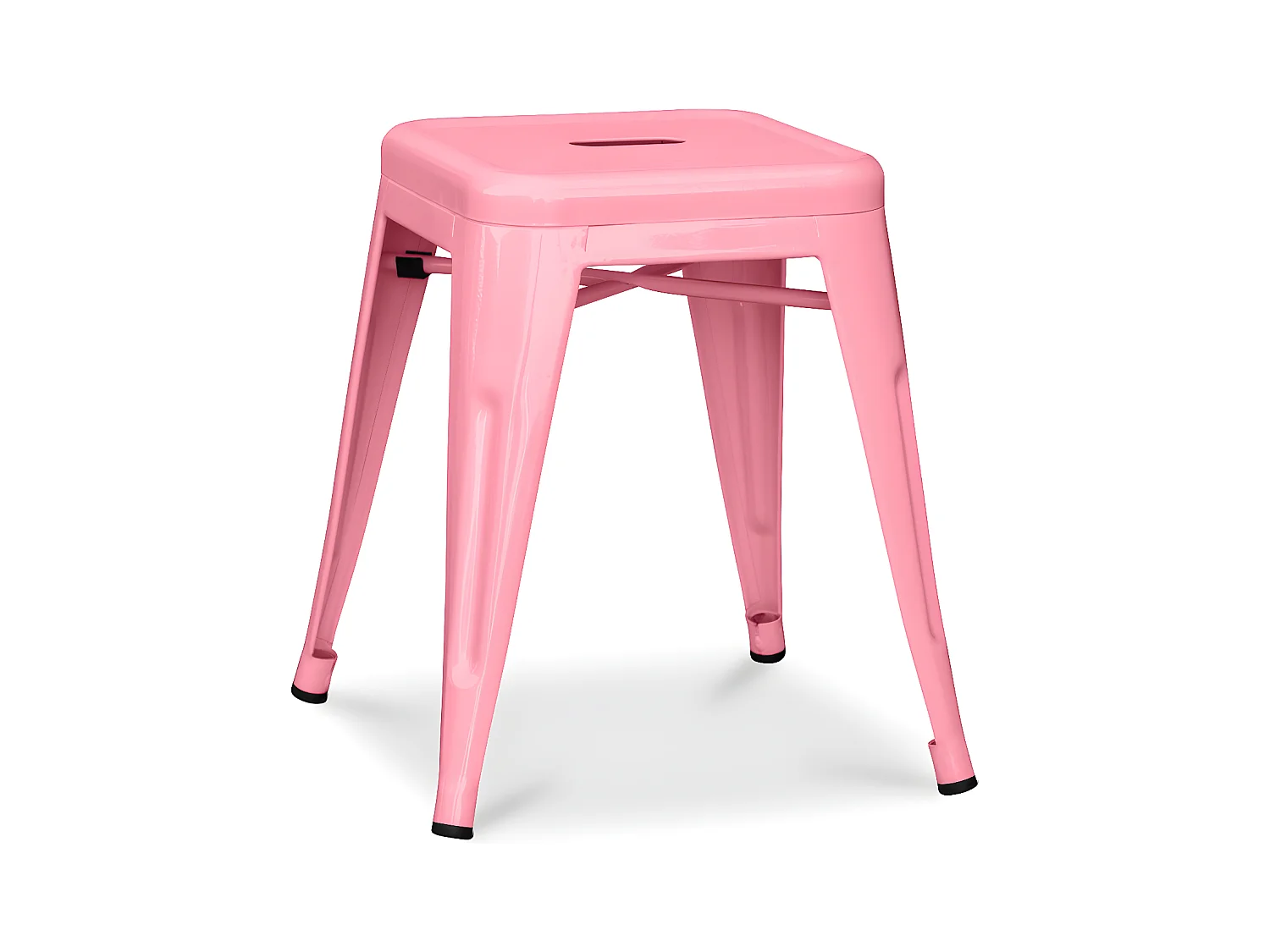 Petit tabouret industriel acier brillant renforcé Kalax 45cm --Couleur Rose