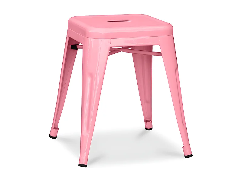 Petit tabouret industriel acier brillant renforcé Kalax 45cm --Couleur Rose