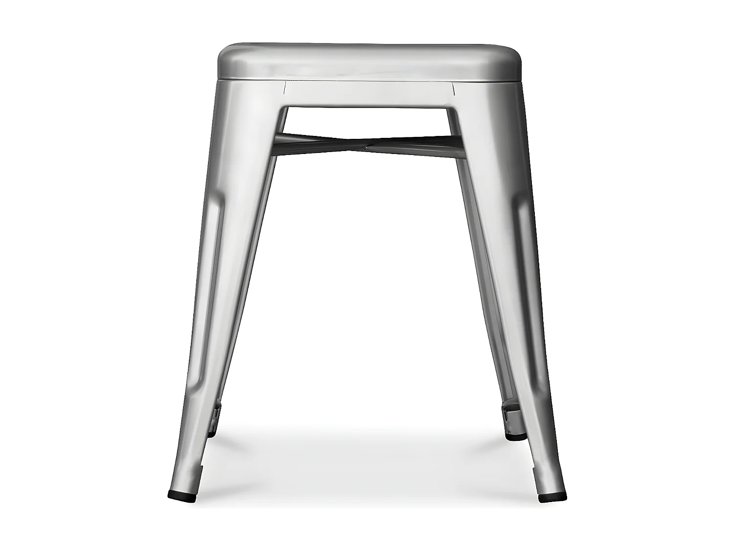 Petit tabouret industriel acier brillant renforcé Kalax 45cm --Couleur Argent