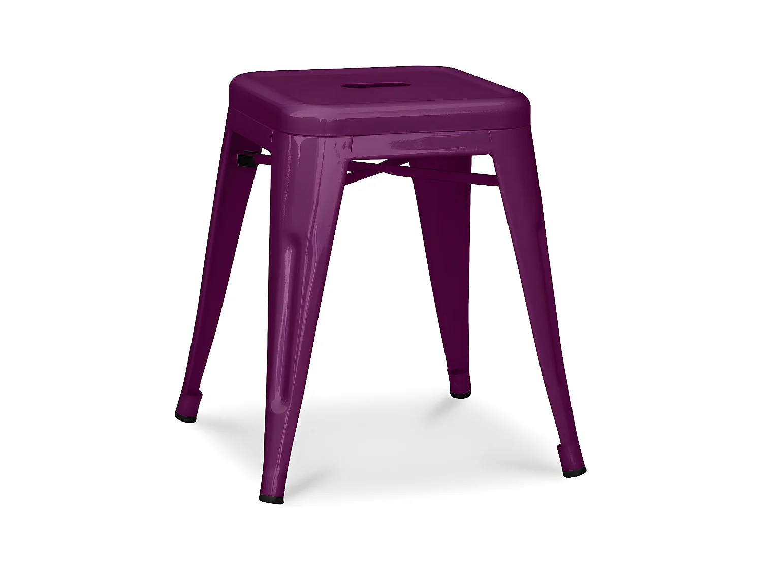 Petit tabouret industriel acier brillant renforcé Kalax 45cm --Couleur Violet