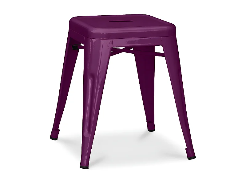 Petit tabouret industriel acier brillant renforcé Kalax 45cm --Couleur Violet